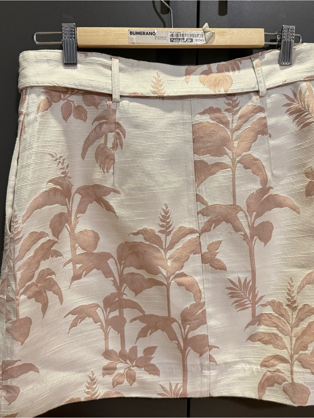 Ted Baker Cream Mini Skirt with Blush Botanical Jacquard Motif